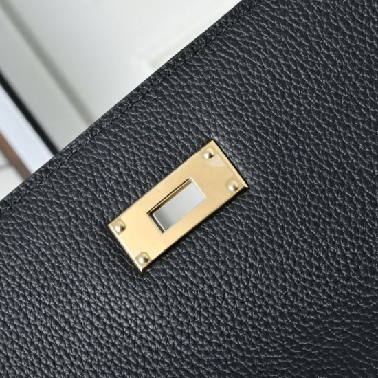 Best Replica Hermes Kelly Messenger Shoulder Bag in Black Knockoff