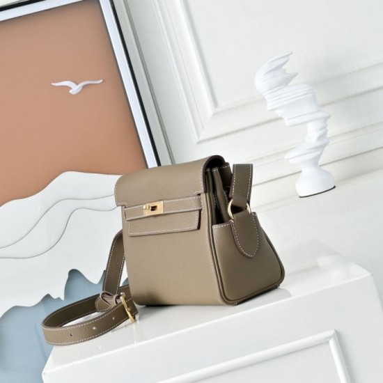 Best Replica Hermes Kelly Messenger Shoulder Bag in Gray Knockoff