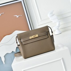 Best Replica Hermes Kelly Messenger Shoulder Bag in Gray Knockoff