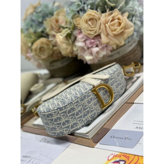 Best Replica Dior Saddle Bag in Blue Dior Oblique Jacquard Canvas Knockoff