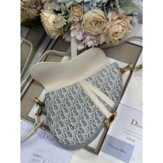 Best Replica Dior Saddle Bag in Blue Dior Oblique Jacquard Canvas Knockoff