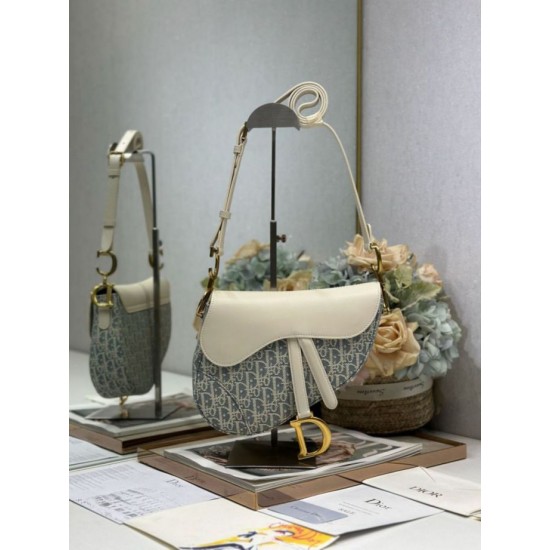 Best Replica Dior Saddle Bag in Blue Dior Oblique Jacquard Canvas Knockoff