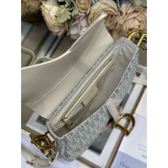 Best Replica Dior Saddle Bag in Blue Dior Oblique Jacquard Canvas Knockoff