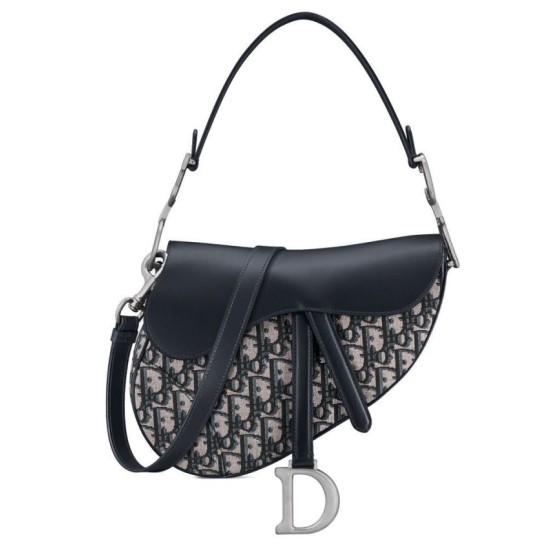 Replica Dior Saddle Bag with Strap Dark Blue Fake