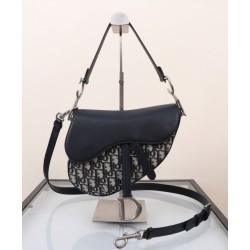 Replica Dior Saddle Bag with Strap Dark Blue Fake