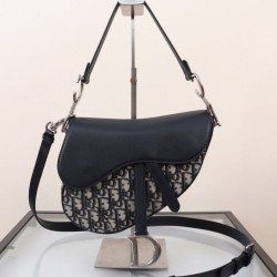 Replica Dior Saddle Bag with Strap Dark Blue Fake