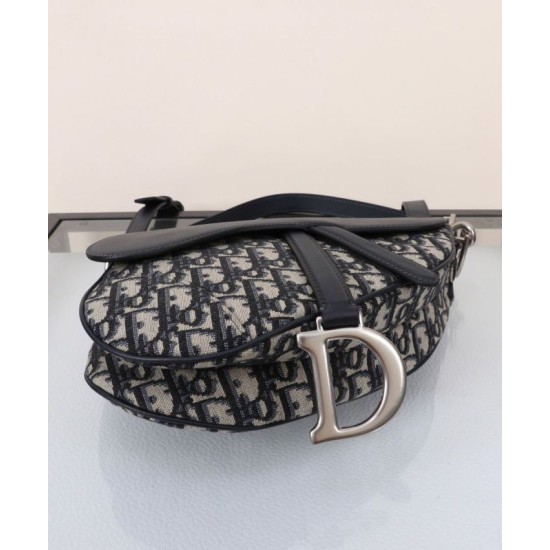 Replica Dior Saddle Bag with Strap Dark Blue Fake