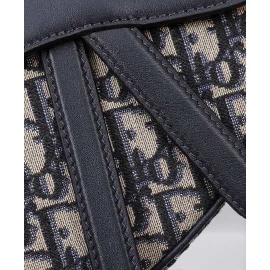 Replica Dior Saddle Bag with Strap Dark Blue Fake