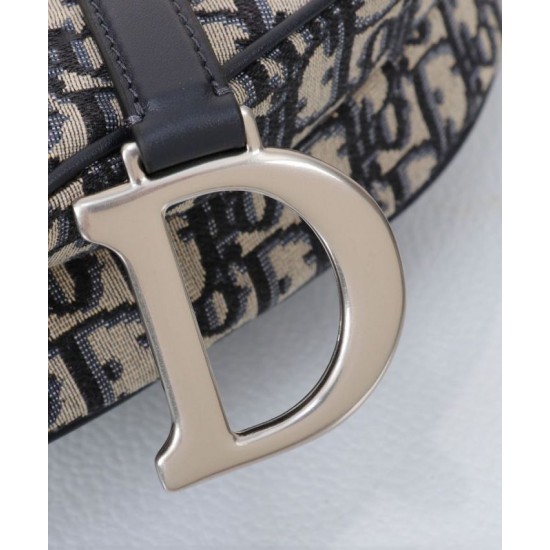 Replica Dior Saddle Bag with Strap Dark Blue Fake