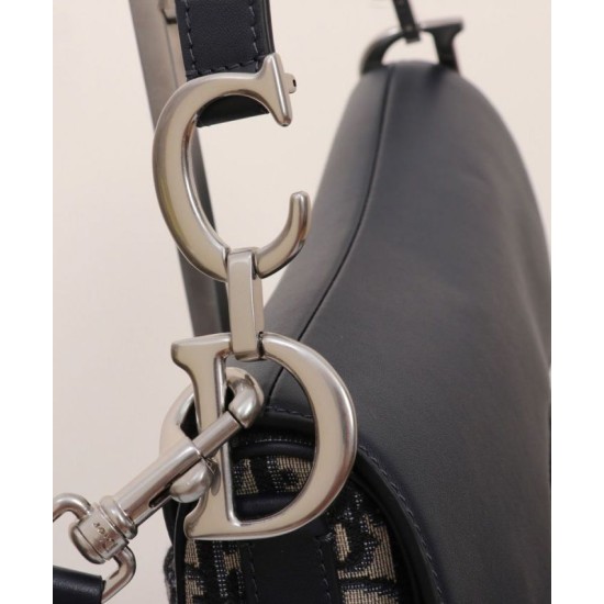 Replica Dior Saddle Bag with Strap Dark Blue Fake