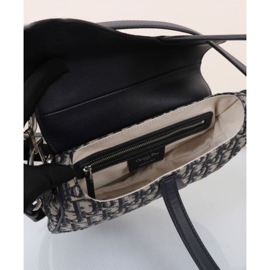 Replica Dior Saddle Bag with Strap Dark Blue Fake