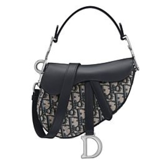 Replica Dior Mini Saddle Bag with Strap Dark Blue Fake