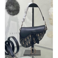 Replica Dior Mini Saddle Bag with Strap Dark Blue Fake