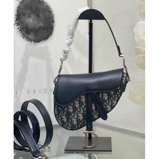 Replica Dior Mini Saddle Bag with Strap Dark Blue Fake