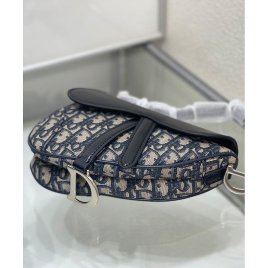 Replica Dior Mini Saddle Bag with Strap Dark Blue Fake