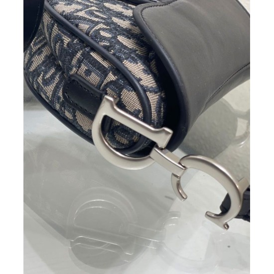 Replica Dior Mini Saddle Bag with Strap Dark Blue Fake