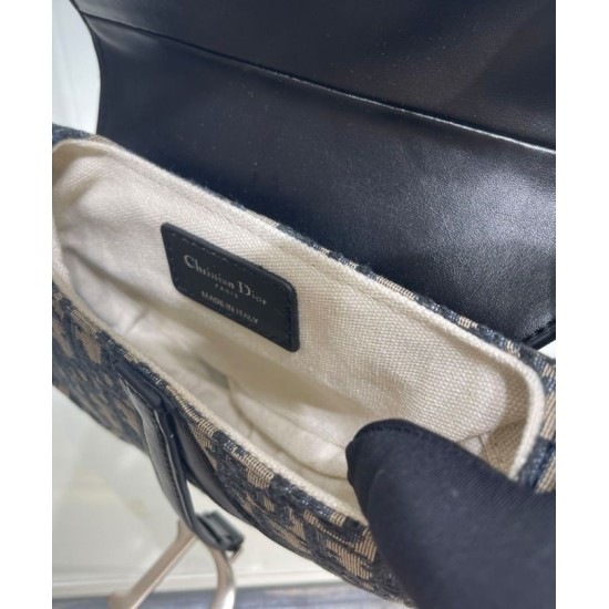 Replica Dior Mini Saddle Bag with Strap Dark Blue Fake