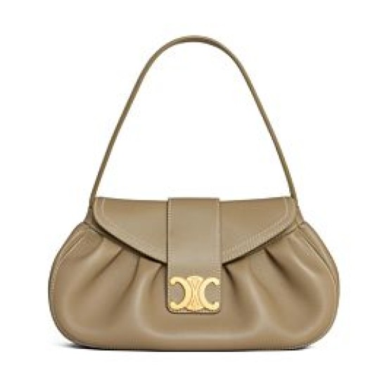 Replica Celine Medium Polly Bag Supple Calfskin Khaki Fake