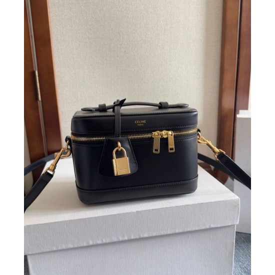 Replica Celine Vanity Bag Natural Calfskin Black Fake