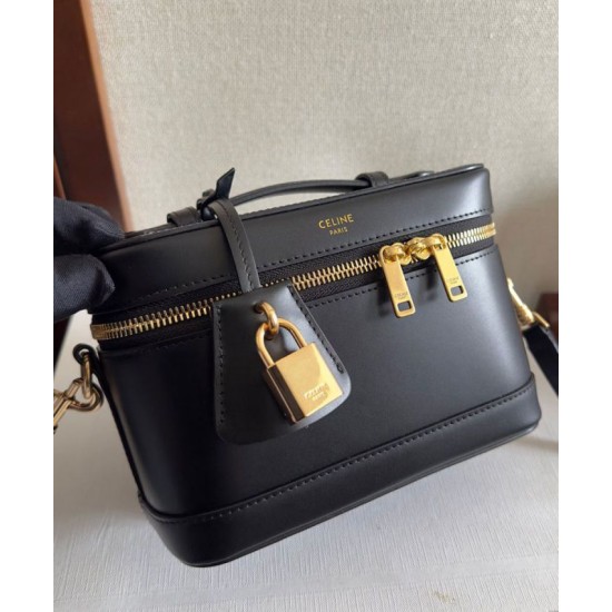 Replica Celine Vanity Bag Natural Calfskin Black Fake