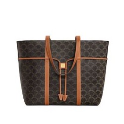 Replica Celine Cabas Drawstring Bag Triomphe Coffee Fake