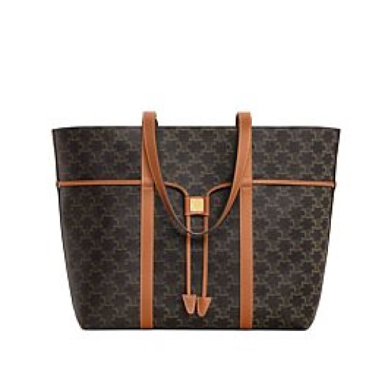 Replica Celine Cabas Drawstring Bag Triomphe Coffee Fake Replica Celine Cabas Drawstring Bag Triomphe Coffee Fake