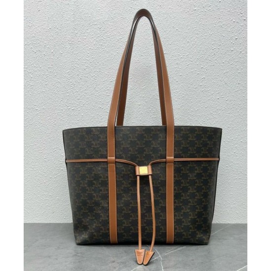 Replica Celine Cabas Drawstring Bag Triomphe Coffee Fake Replica Celine Cabas Drawstring Bag Triomphe Coffee Fake