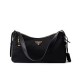 Replica Prada Aimee Large Re-Nylon Shoulder Bag With Padlock 1BC232 Black Fake