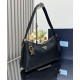 Replica Prada Aimee Large Re-Nylon Shoulder Bag With Padlock 1BC232 Black Fake