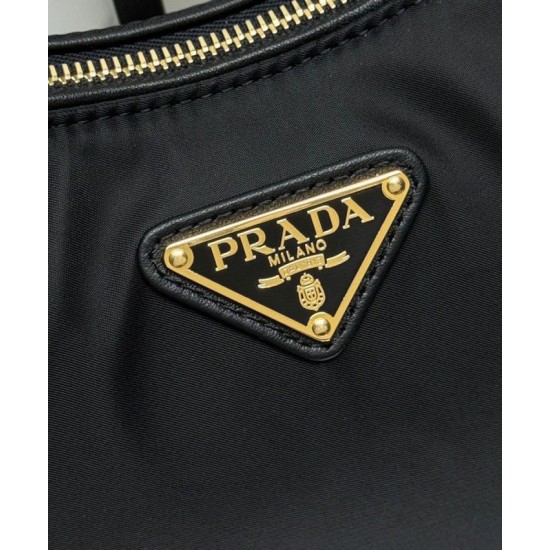 Replica Prada Aimee Large Re-Nylon Shoulder Bag With Padlock 1BC232 Black Fake