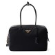 Replica Prada Large Re-Nylon Top-handle Bag With Padlock 1BB131 Black Fake