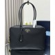 Replica Prada Large Re-Nylon Top-handle Bag With Padlock 1BB131 Black Fake