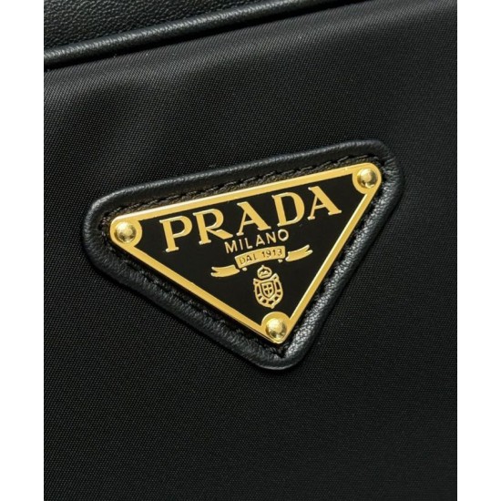 Replica Prada Large Re-Nylon Top-handle Bag With Padlock 1BB131 Black Fake