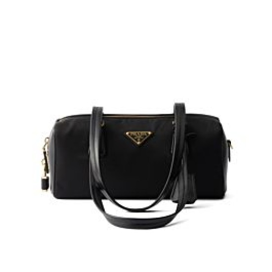 Replica Prada Re-Nylon Medium Top-handle Bag With Padlock 1BB127 Black Fake