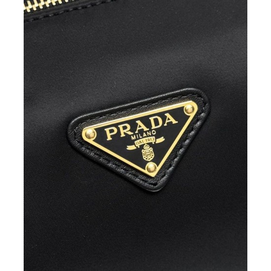 Replica Prada Re-Nylon Medium Top-handle Bag With Padlock 1BB127 Black Fake