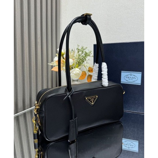 Replica Prada Re-Nylon Small Top-handle Bag With Padlock 1BB133 Black Fake