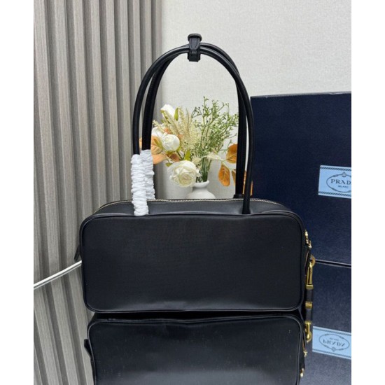 Replica Prada Re-Nylon Small Top-handle Bag With Padlock 1BB133 Black Fake