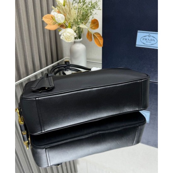 Replica Prada Re-Nylon Small Top-handle Bag With Padlock 1BB133 Black Fake