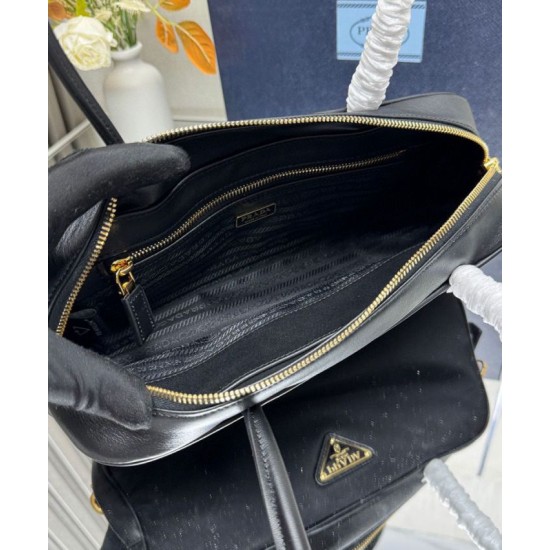 Replica Prada Re-Nylon Small Top-handle Bag With Padlock 1BB133 Black Fake