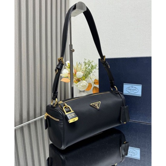 Replica Prada Medium Re-Nylon houlder Bag With Padlock 1BC233 Black Fake