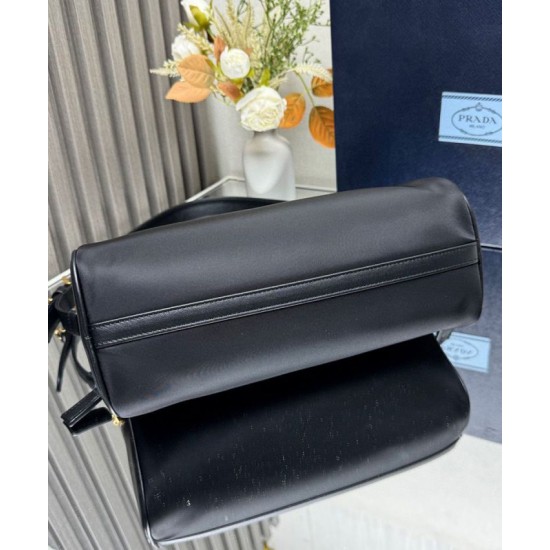 Replica Prada Medium Re-Nylon houlder Bag With Padlock 1BC233 Black Fake
