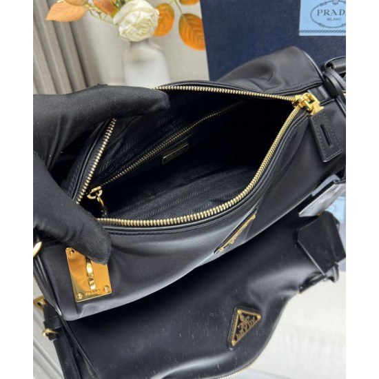 Replica Prada Medium Re-Nylon houlder Bag With Padlock 1BC233 Black Fake