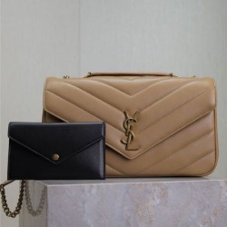 Replica YSL Saint Laurent Loulou Bag Medium Matelasse Apricot Fake
