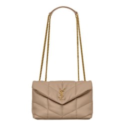 Replica YSL Saint Laurent Toy Puffer Bag Lambskin Apricot Fake