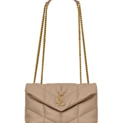 Replica YSL Saint Laurent Toy Puffer Bag Lambskin Apricot Fake