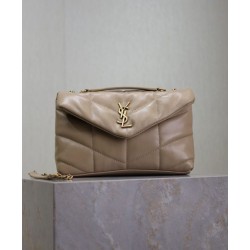 Replica YSL Saint Laurent Toy Puffer Bag Lambskin Apricot Fake