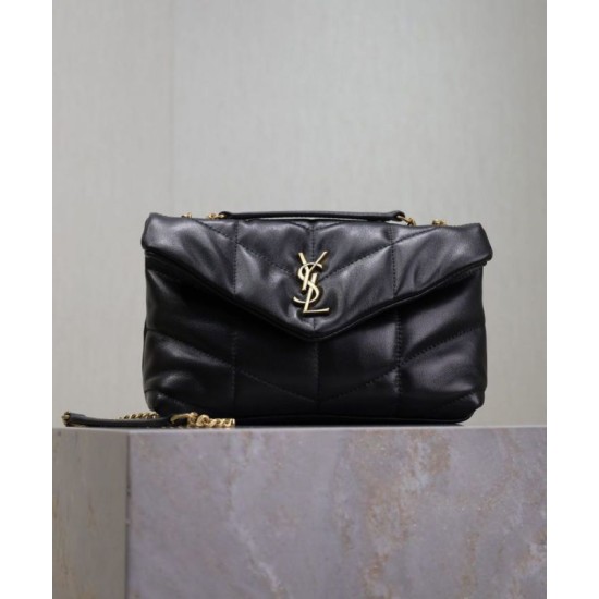 Replica YSL Saint Laurent Toy Puffer Bag Lambskin Black Fake