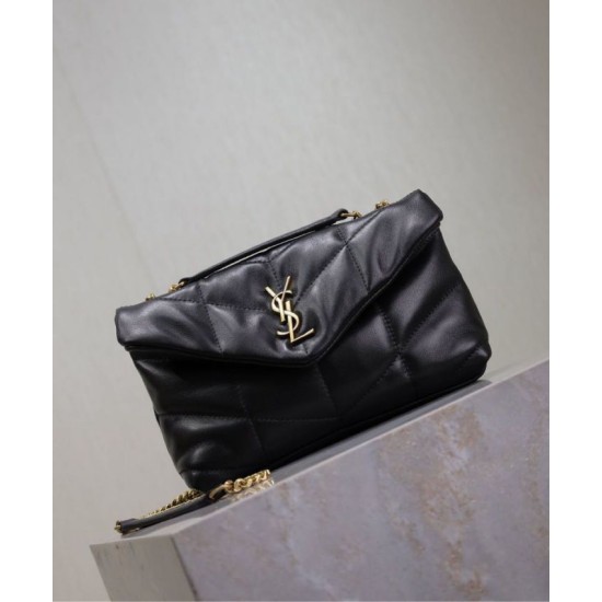 Replica YSL Saint Laurent Toy Puffer Bag Lambskin Black Fake
