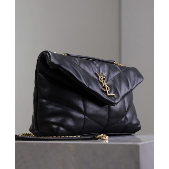Replica YSL Saint Laurent Toy Puffer Bag Lambskin Black Fake