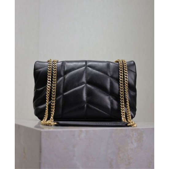 Replica YSL Saint Laurent Toy Puffer Bag Lambskin Black Fake